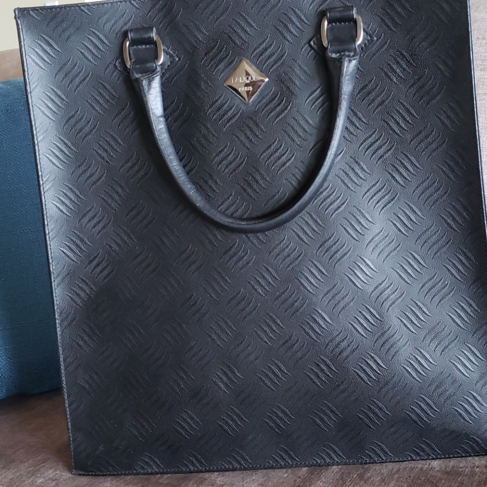 Lalique Designer Tote/ Business Handbag Leather Bl